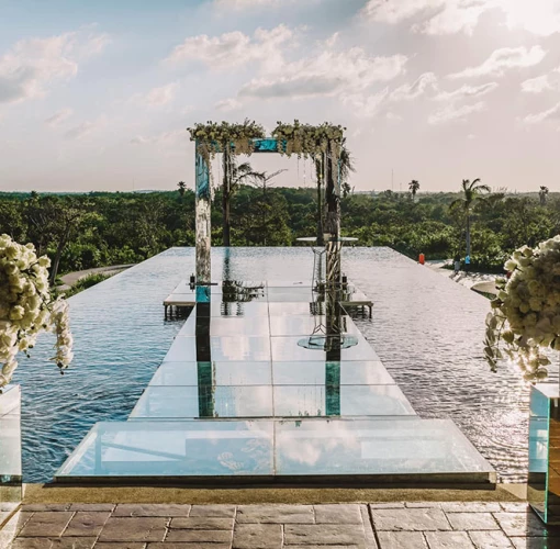 Ceremony setup at Atelier Playa Mujeres resort.