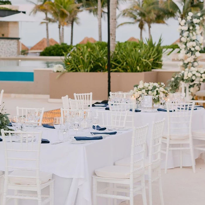 Wedding setup at Atelier Playa Mujeres.