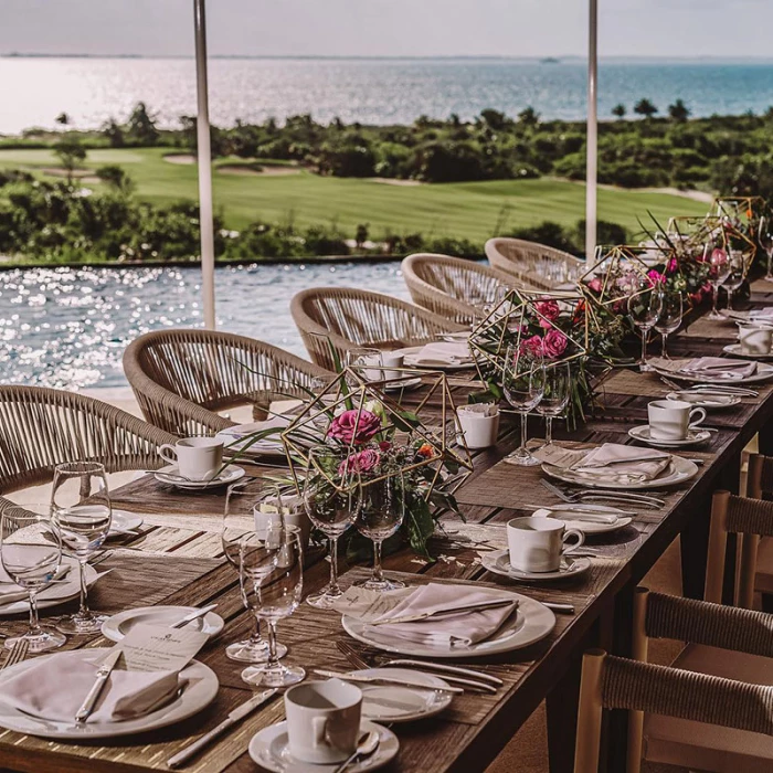 Wedding setup at Atelier Playa Mujeres.