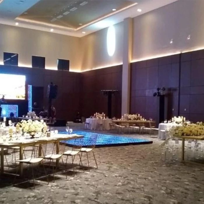 Wedding decor in the ballroom at atelier playa mujeres resort