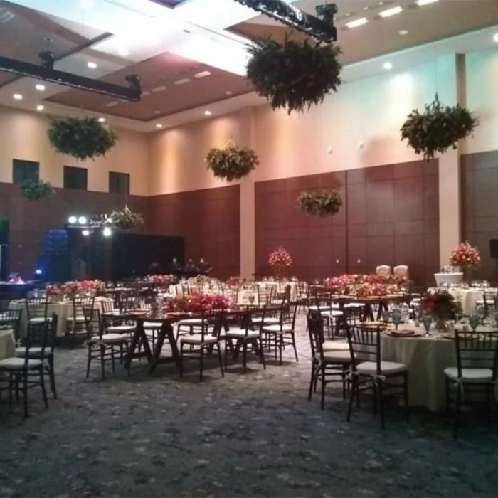 Wedding decor in the ballroom at atelier playa mujeres resort