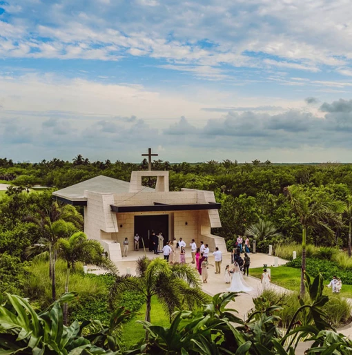 Aerial view of Chapel in Atelier Playa Mujeres resort.