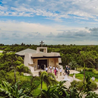 Aerial view of Chapel in Atelier Playa Mujeres resort.