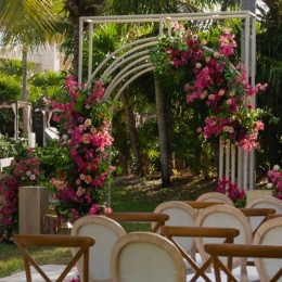 Blush wedding package decor and setup at Atelier Playa Mujeres