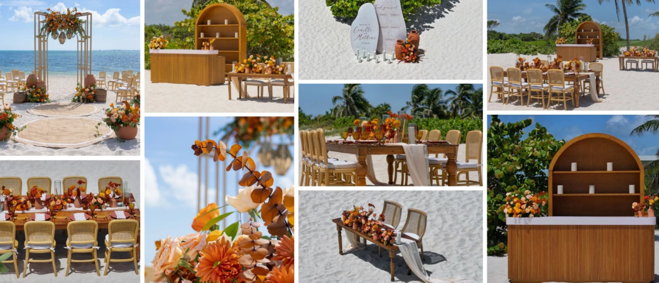 Atelier Playa Mujeres' Solara wedding package decor collage
