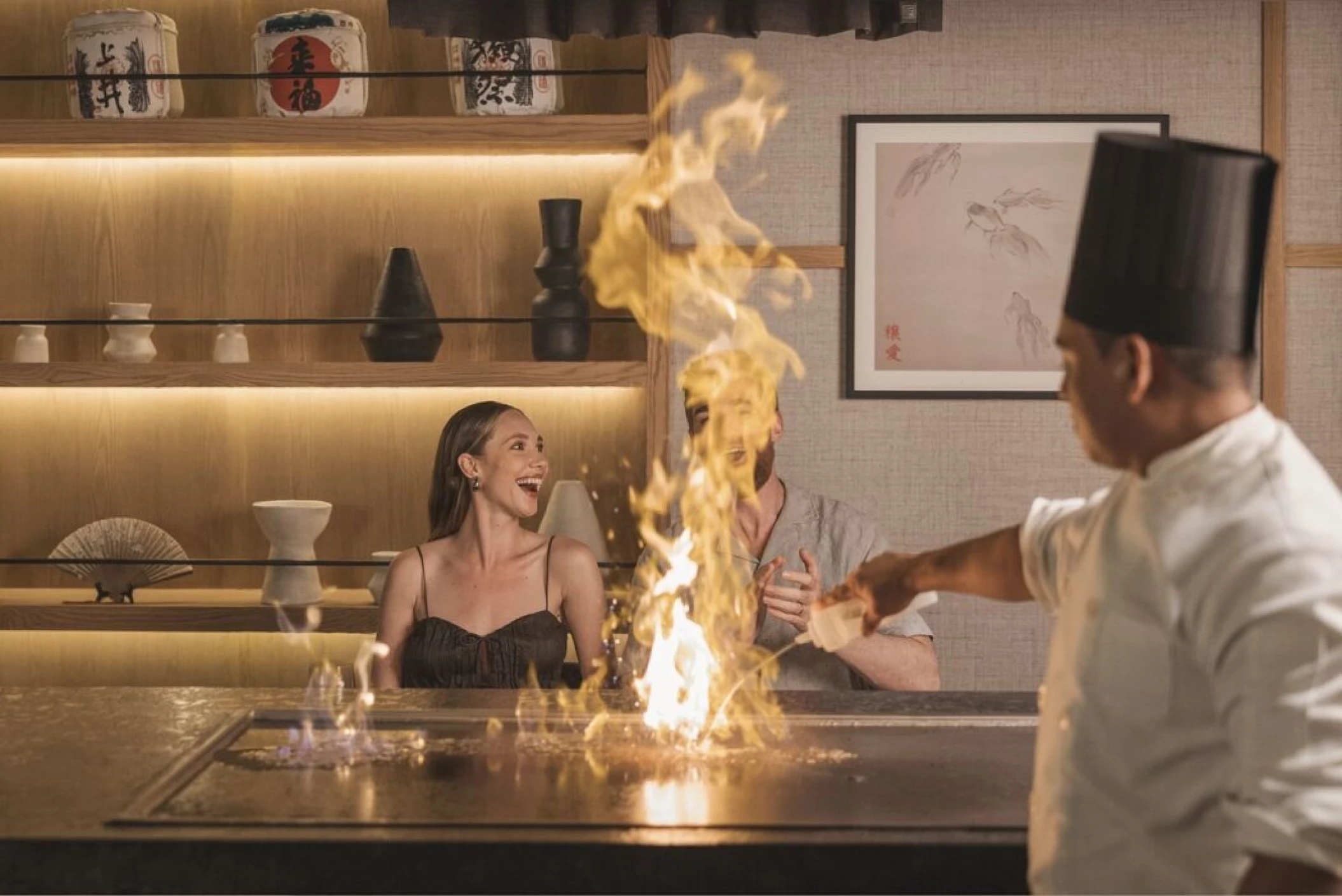 couple at a teppanyaki restaurant at AVA Resort Cancun