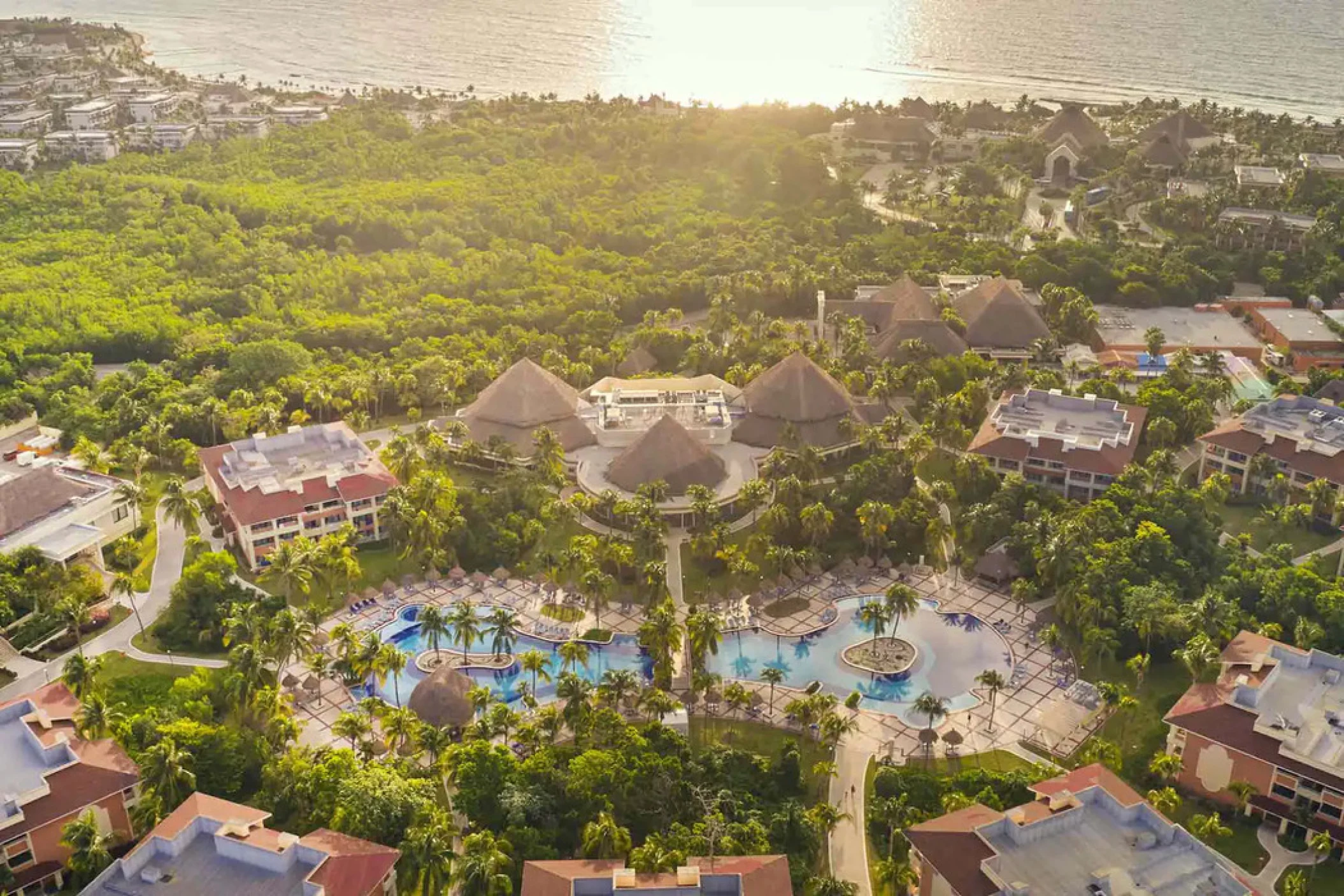 aerial view of Bahia Principe Grand Coba and its beach