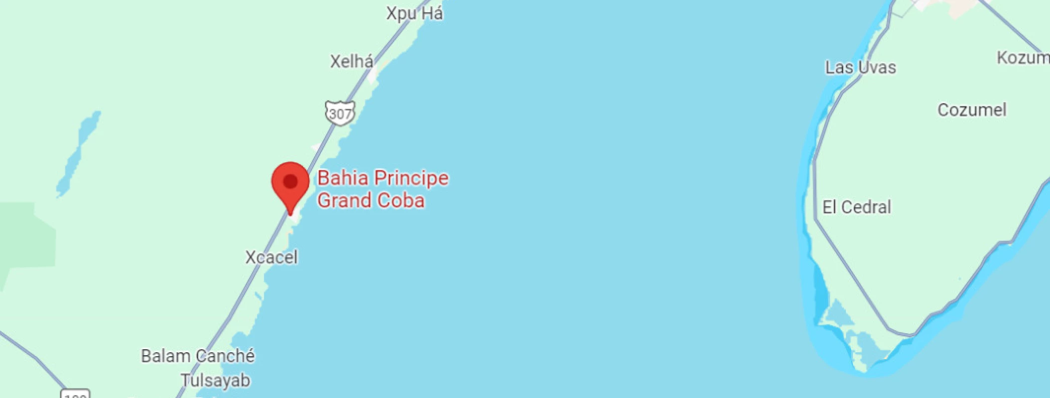 map showing location of Bahia Principe Grand Coba in Mexico