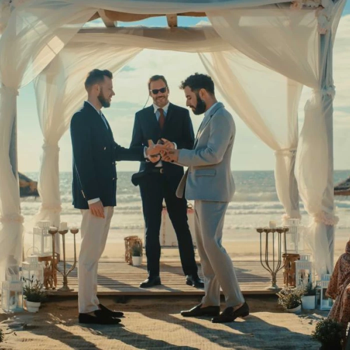 lgbtq wedding with 2 grooms at Bahia Principe