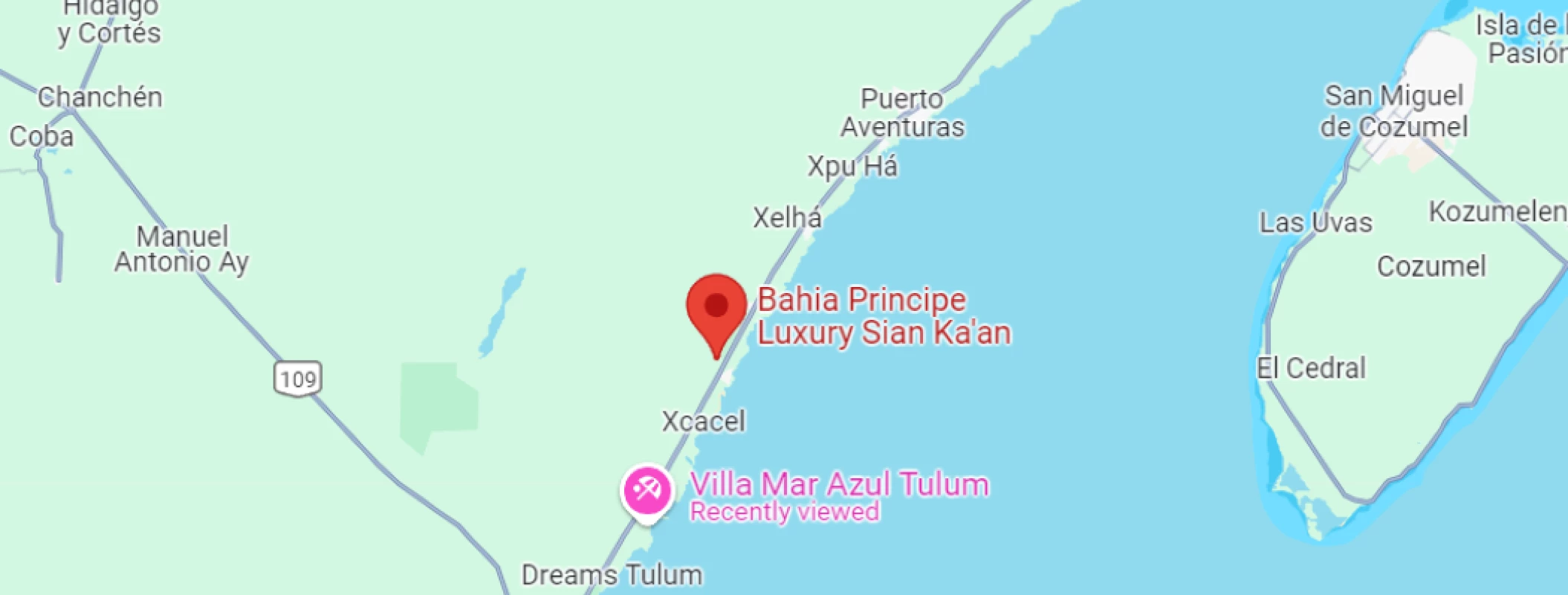 map showing location of bahia principe luxury sian kaan in mexico