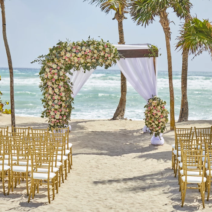 Beach huppa wedding venue at Bahia Principe Riviera Maya