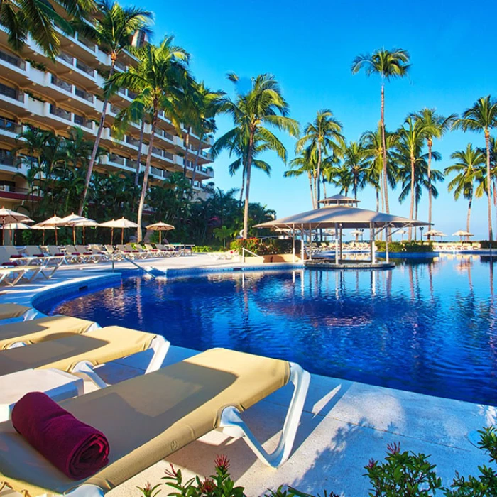 Barcelo Puerto Vallarta resort gardens and pool.