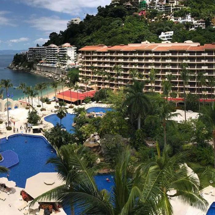 Barcelo Puerto Vallarta Pool overview from balcony.