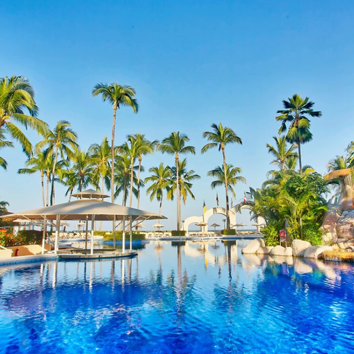 Barcelo Puerto Vallarta resort gardens and pool.