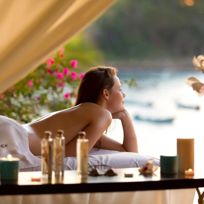 Massage cabin on the beach at Barcelo Puerto Vallarta resort.