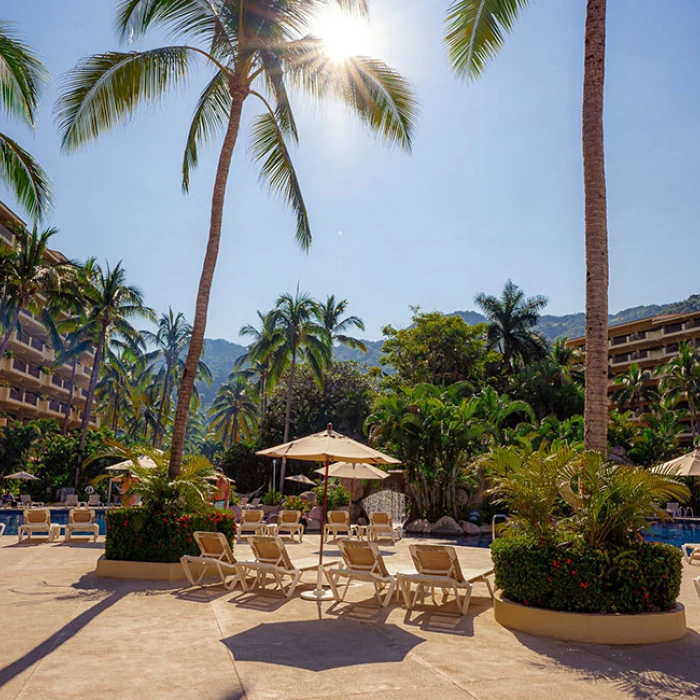 Barcelo Puerto Vallarta resort gardens and pool.