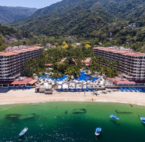 Barcelo Puerto Vallarta resort aerial overview.