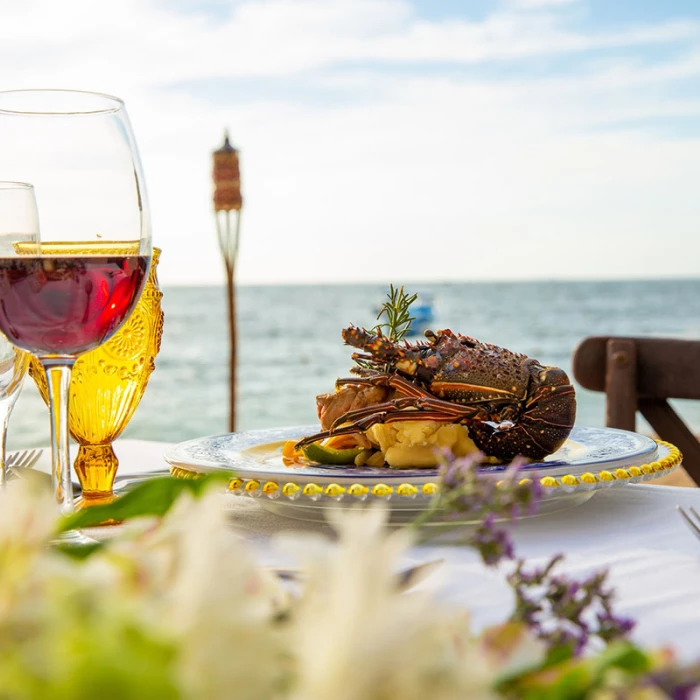 Lobster Dinner on the beach at Barcelo Puerto Vallarta resort.