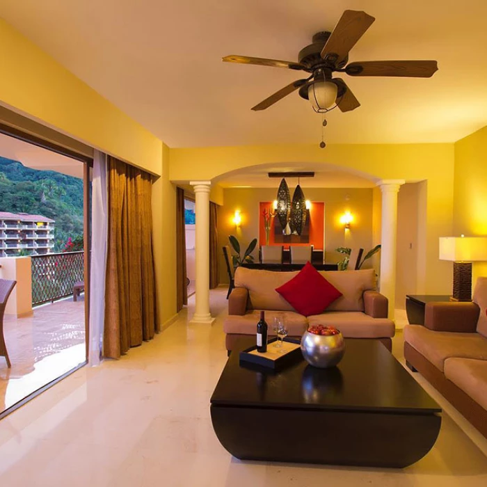 Presidential Suite Living room at Barcelo Puerto Vallarta resort.