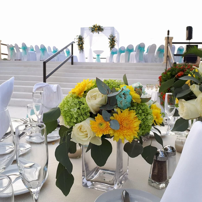 Ceremony decor at Barcelo Puerto Vallarta resort.