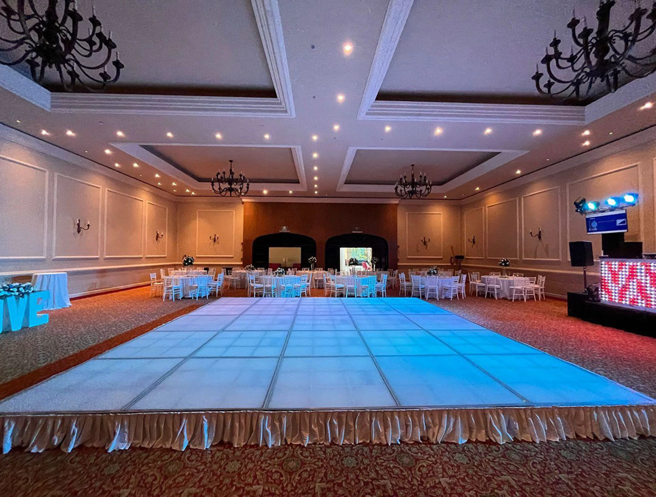 Reception decor on the Ballrom by Barcelo Puerto Vallarta Destination Weddings.