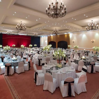 Reception decor on the Ballrom by Barcelo Puerto Vallarta Destination Weddings.