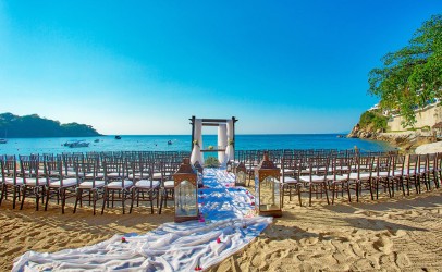 Wedding ceremony setup at Beach Venue in Barcelo Puerto Vallarta resort