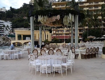 Reception decor at the Terrace wedding venue in Barcelo Puerto Vallarta
