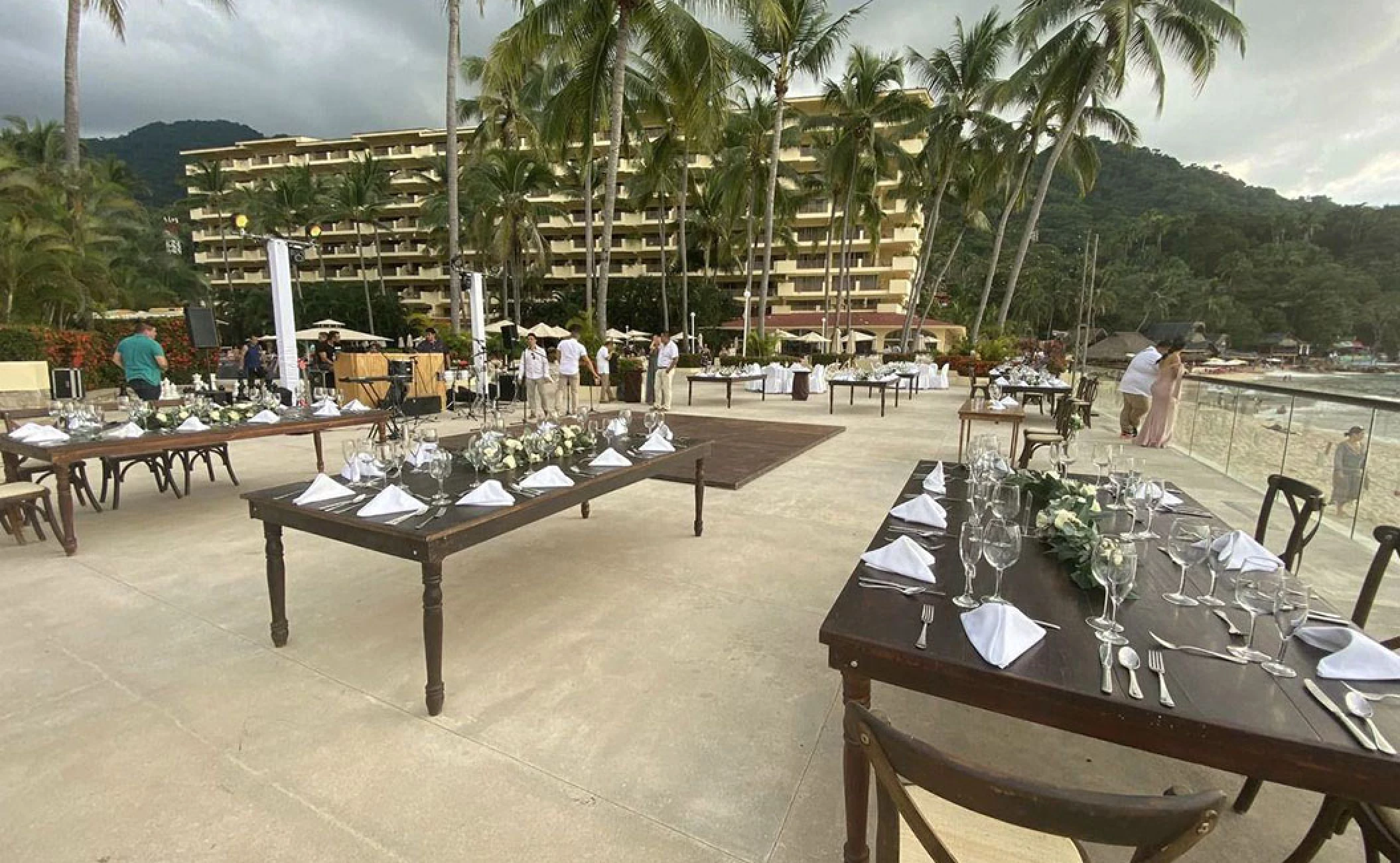 Reception decor at the Terrace wedding venue in Barcelo Puerto Vallarta