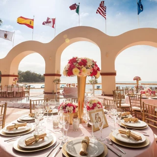 Reception decor at Barcelo Puerto Vallarta Destination Weddings.