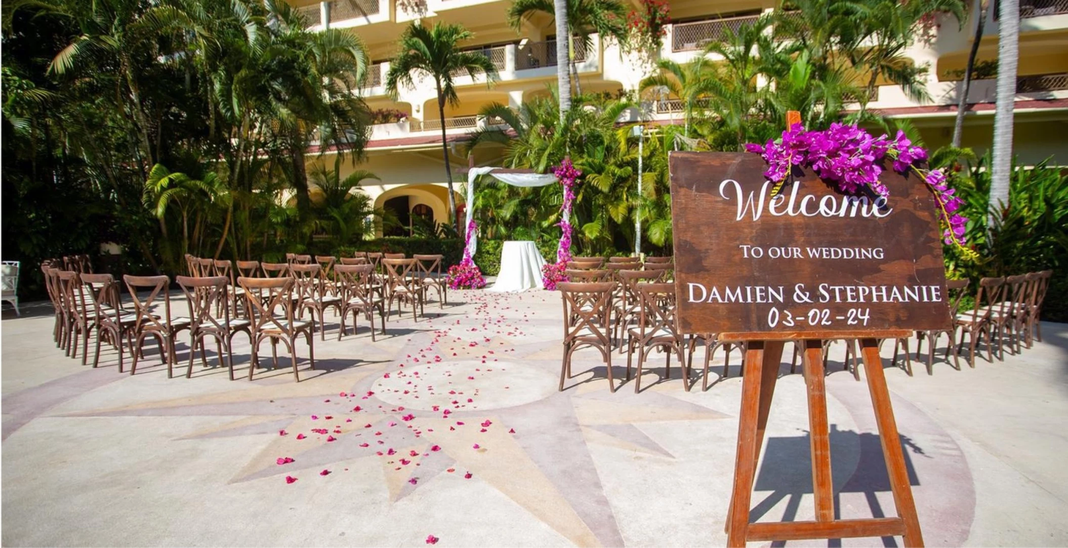 ceremony setup at la placita venue at barcelo puerto vallarta