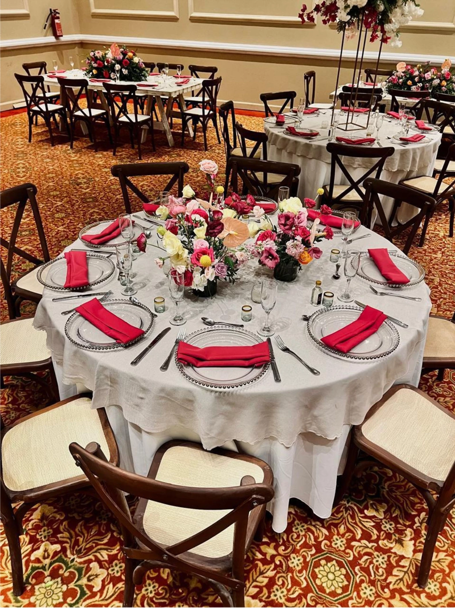 reception table setup at La Jolla Ballroom at barcelo puerto vallarta