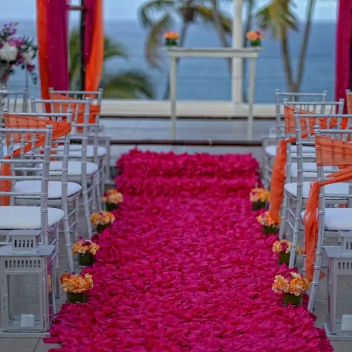 Ceremony decor on the sky rooftop at Breathless Punta Cana