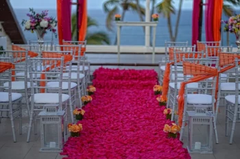 Ceremony decor on the sky rooftop at Breathless Punta Cana