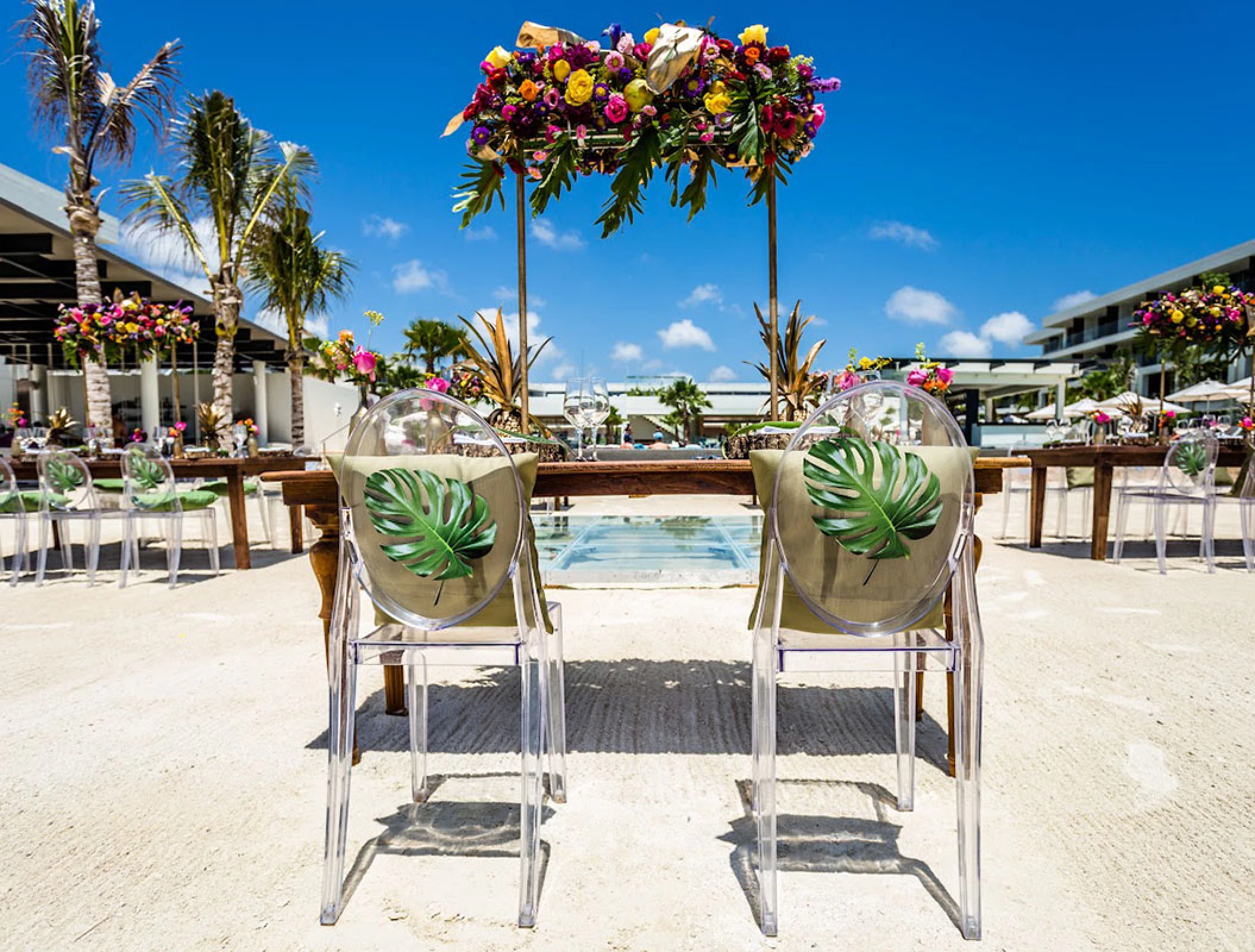 Reception decor in the energy beach at breathless riviera cancun