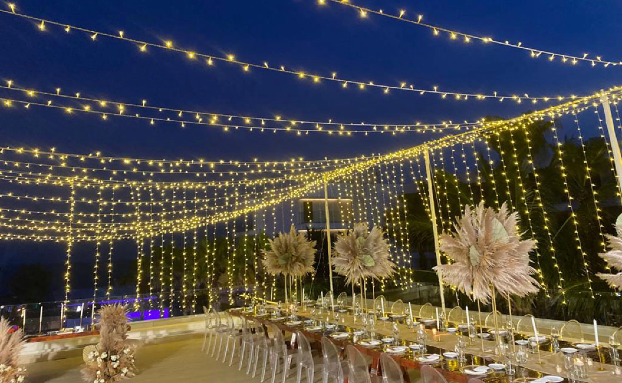 Wedding decor in the purple terrace at breathless riviera cancun