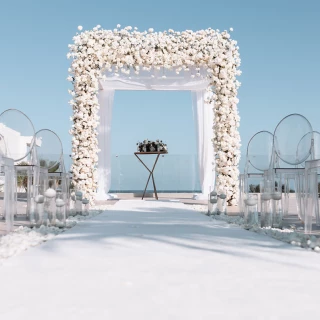 Wedding decor in the purple terrace at breathless riviera cancun