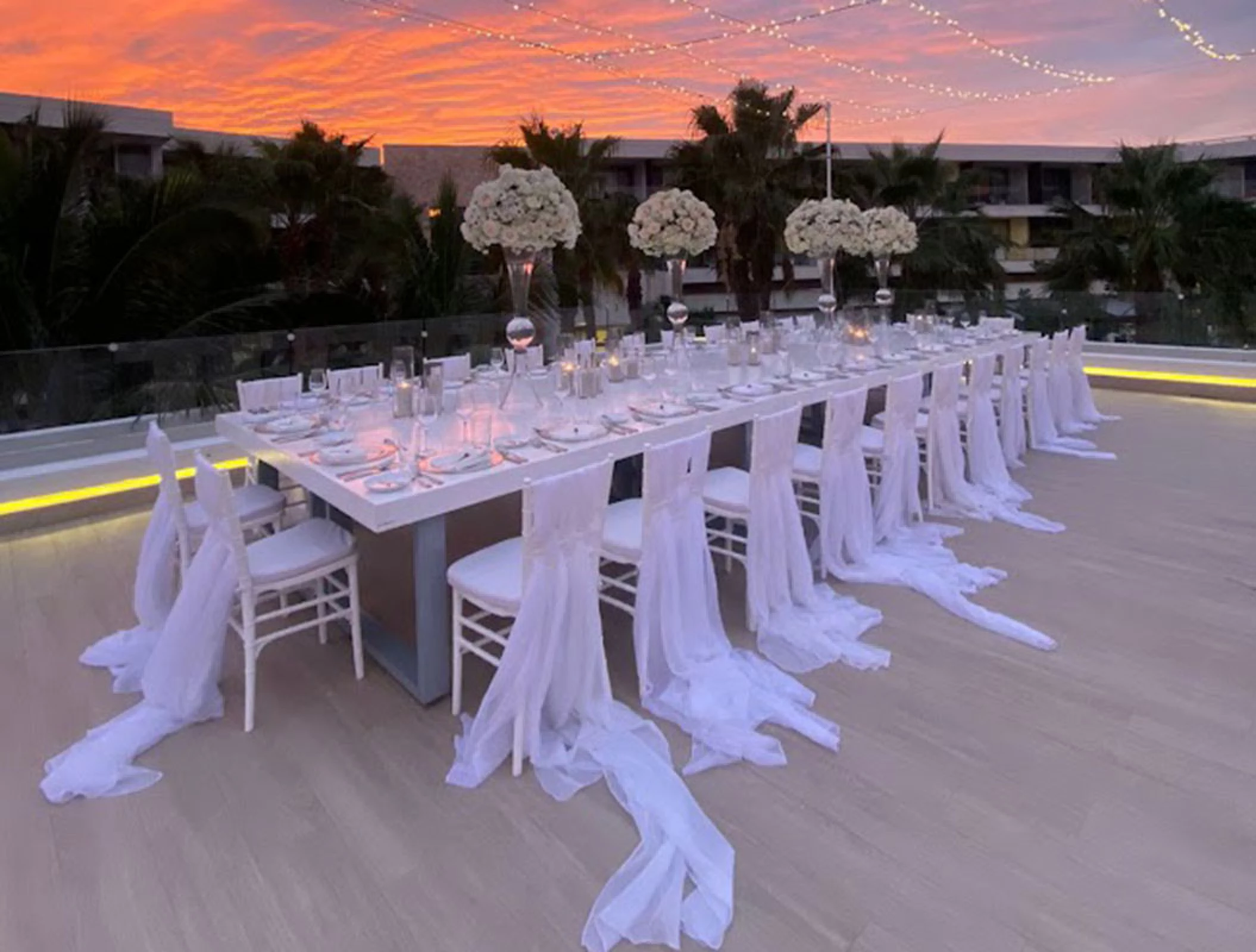 Wedding decor in the purple terrace at breathless riviera cancun