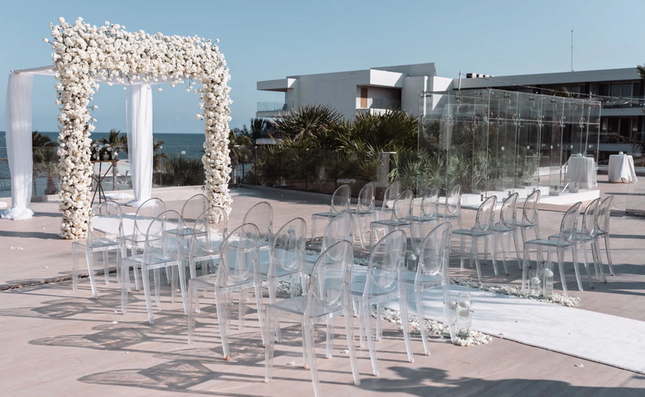 Wedding decor in the purple terrace at breathless riviera cancun