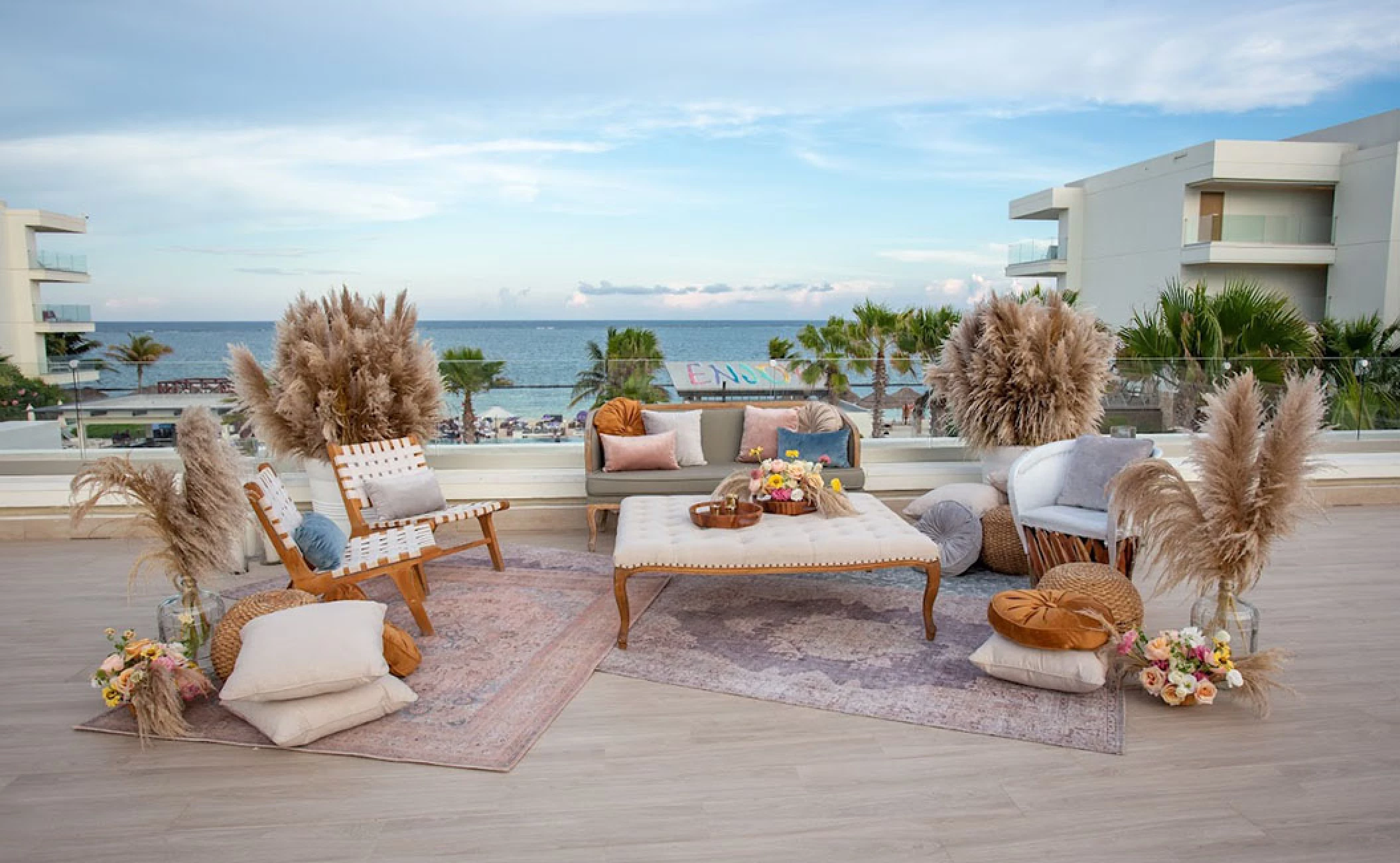 Wedding decor in the purple terrace at breathless riviera cancun