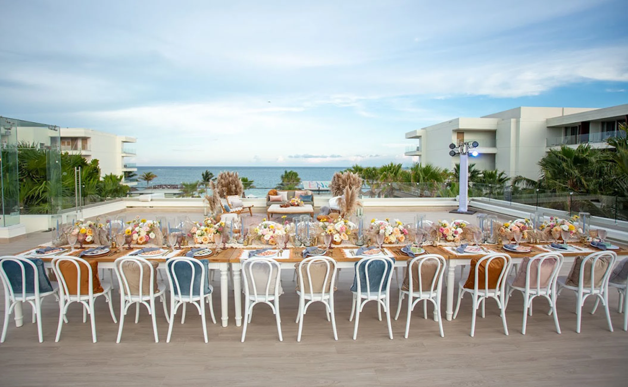 Wedding decor in the purple terrace at breathless riviera cancun