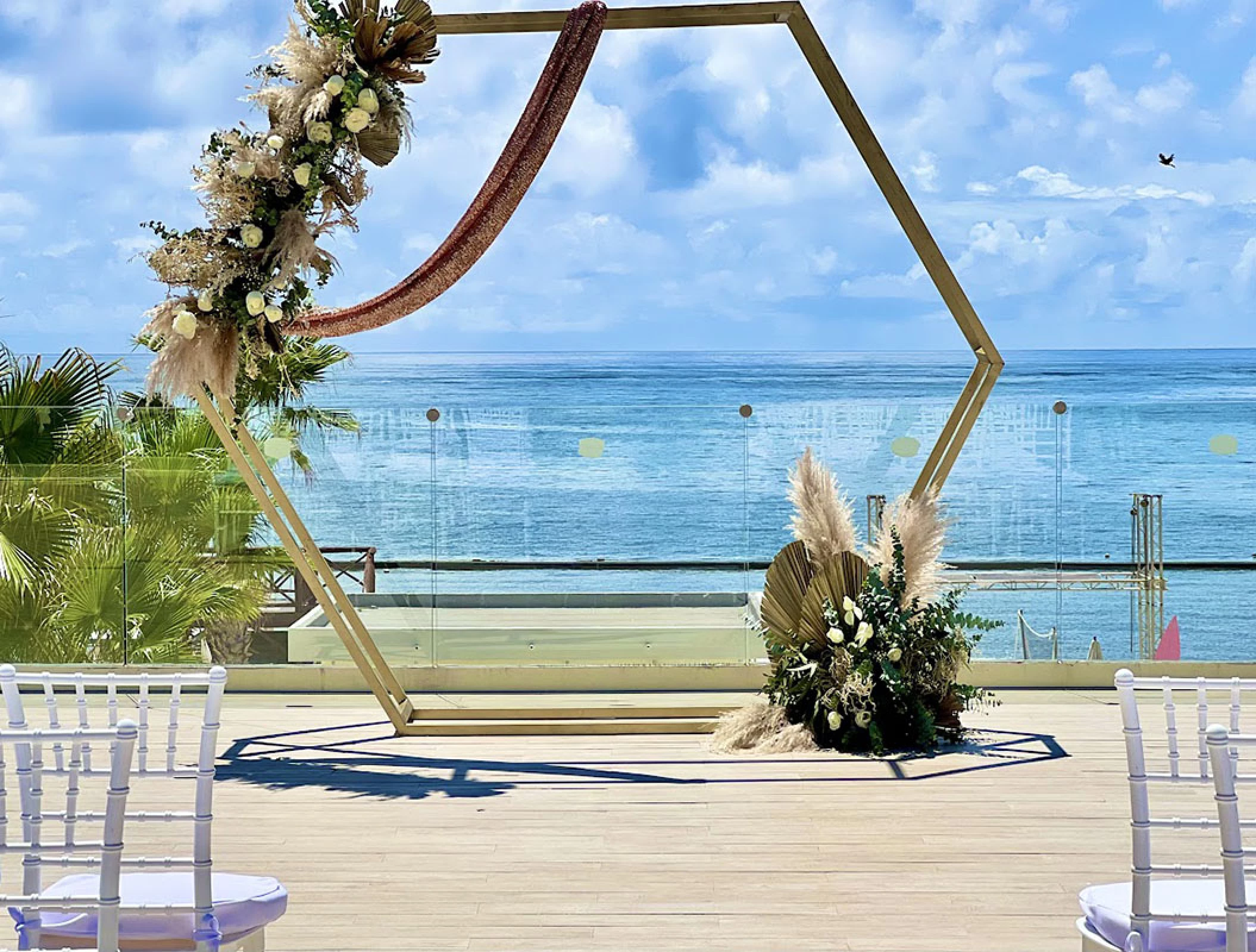 Wedding decor in the purple terrace at breathless riviera cancun