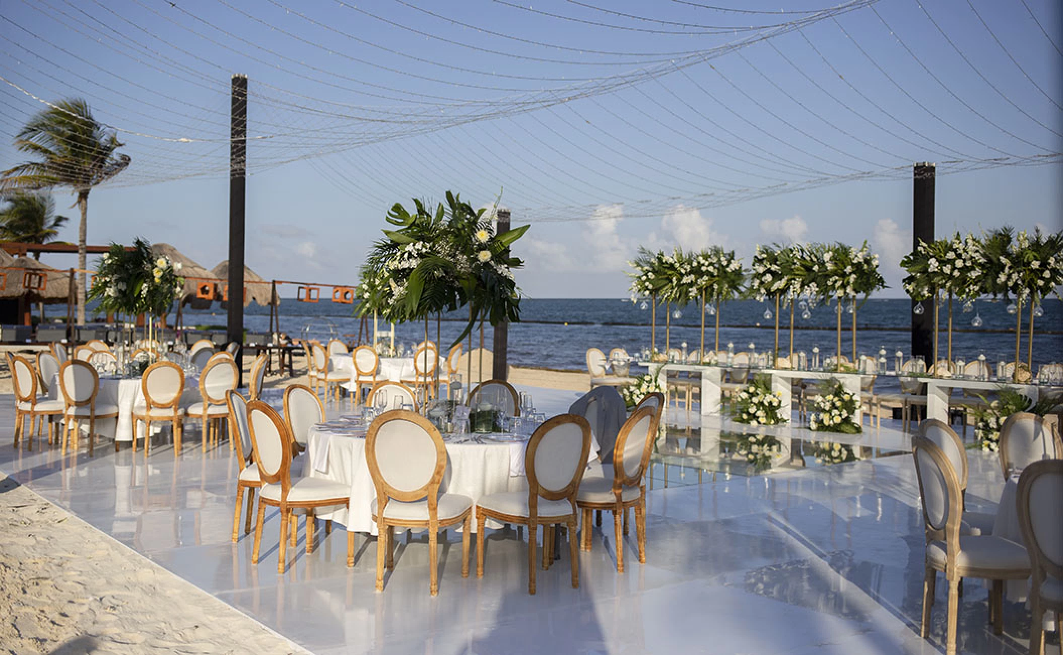 Dinner reception in the beach at breathless and secrets riviera cancun