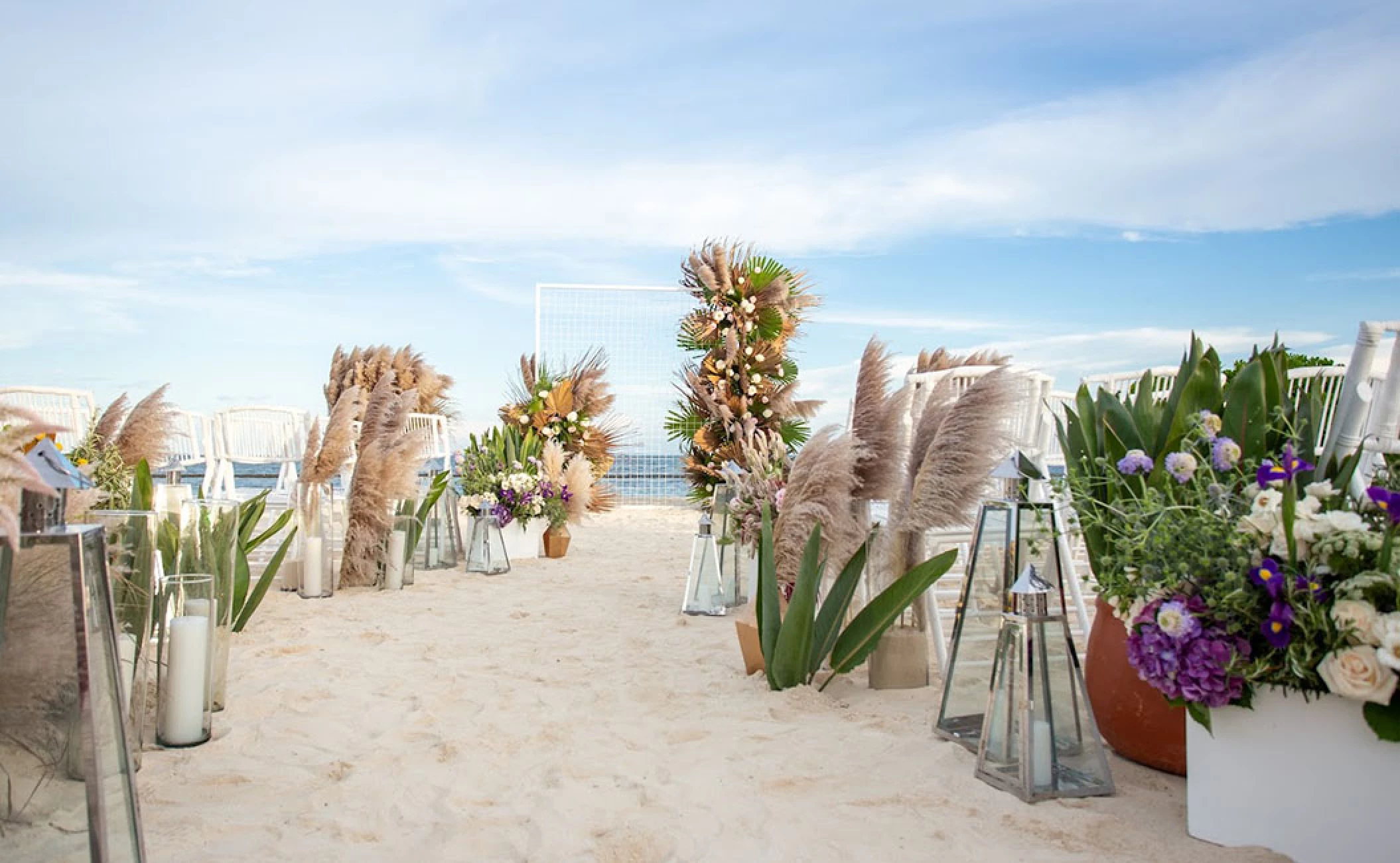 Dinner reception in the beach at breathless and secrets riviera cancun