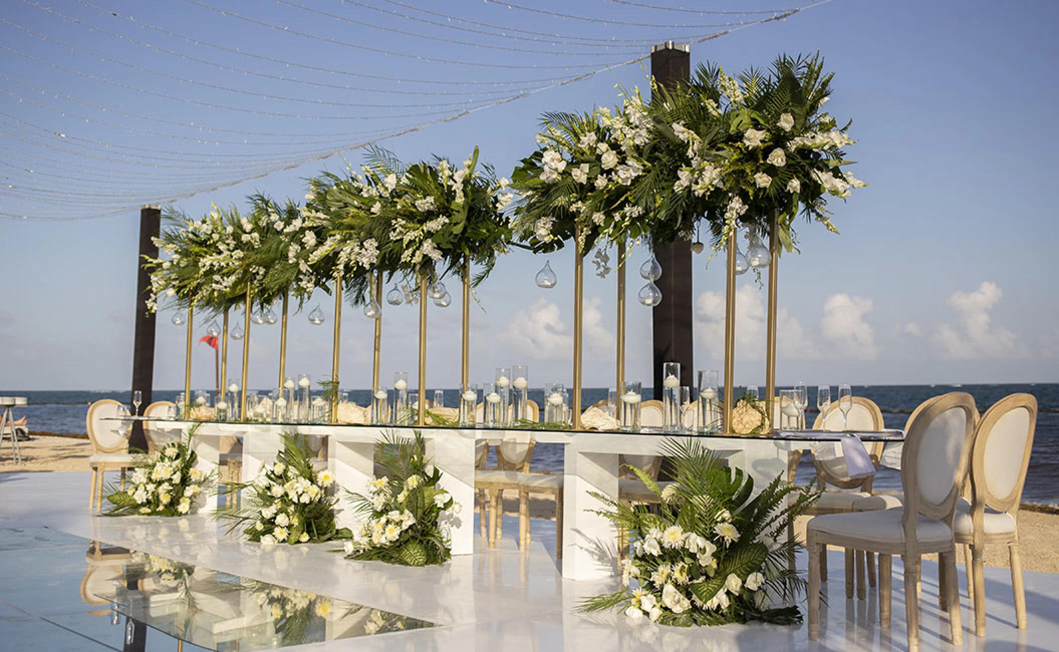 Dinner reception in the beach at breathless and secrets riviera cancun