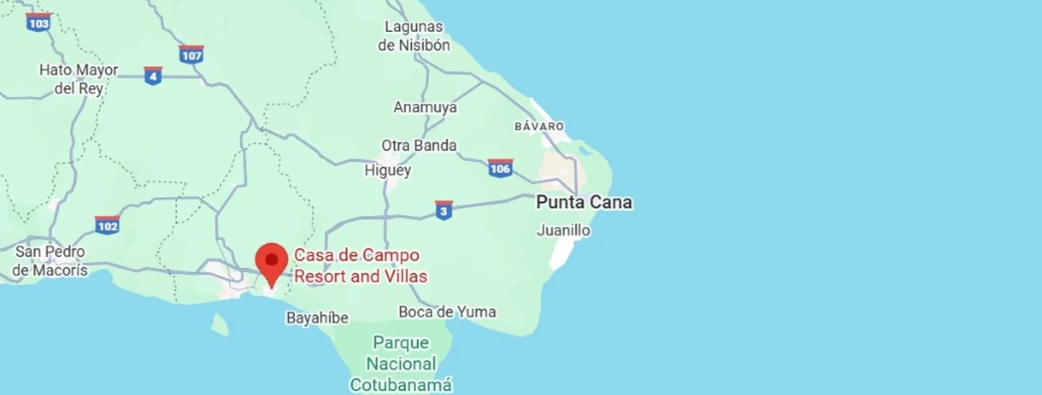 map showing location of Casa de Campo Resort in the Dominican Republic
