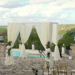 pool terrace at the dye fore venue at Casa de Campo