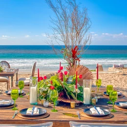 Reception decor at Conrad Punta de Mita's beach