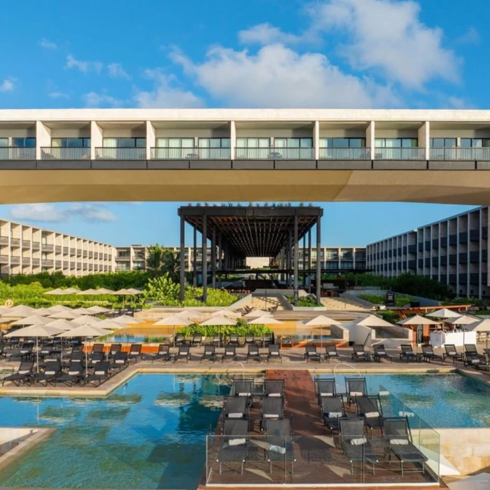 pool and loungers at Devossion by Live Aqua Playa del Carmen
