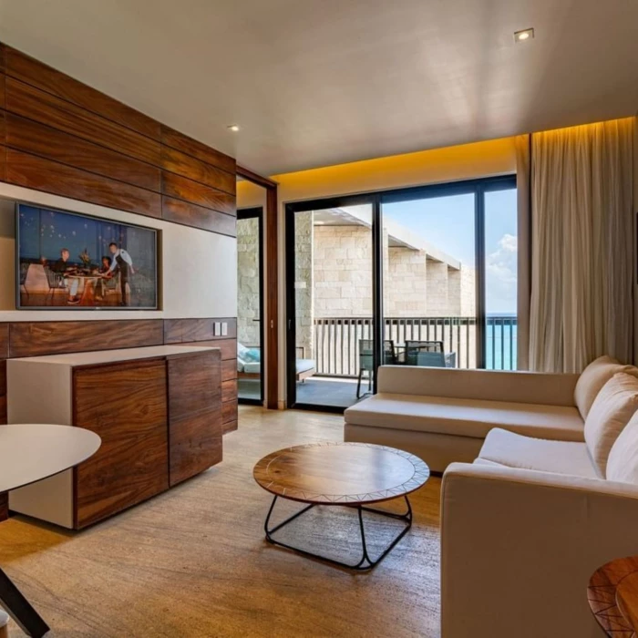 horizon suite living room at Devossion by Live Aqua Playa del Carmen